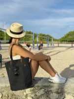 black canvas tote bag