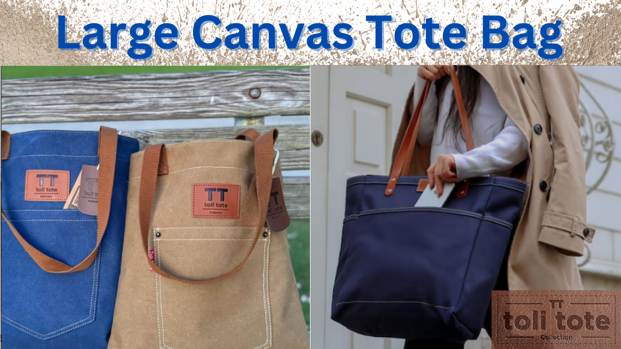 Large Canvas Tote Bag for Women With Pockets