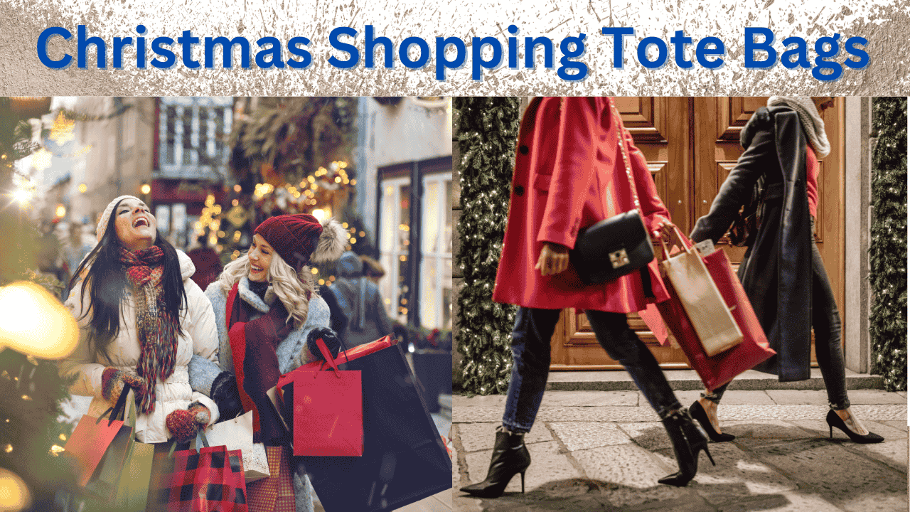 Christmas shopping tote bags